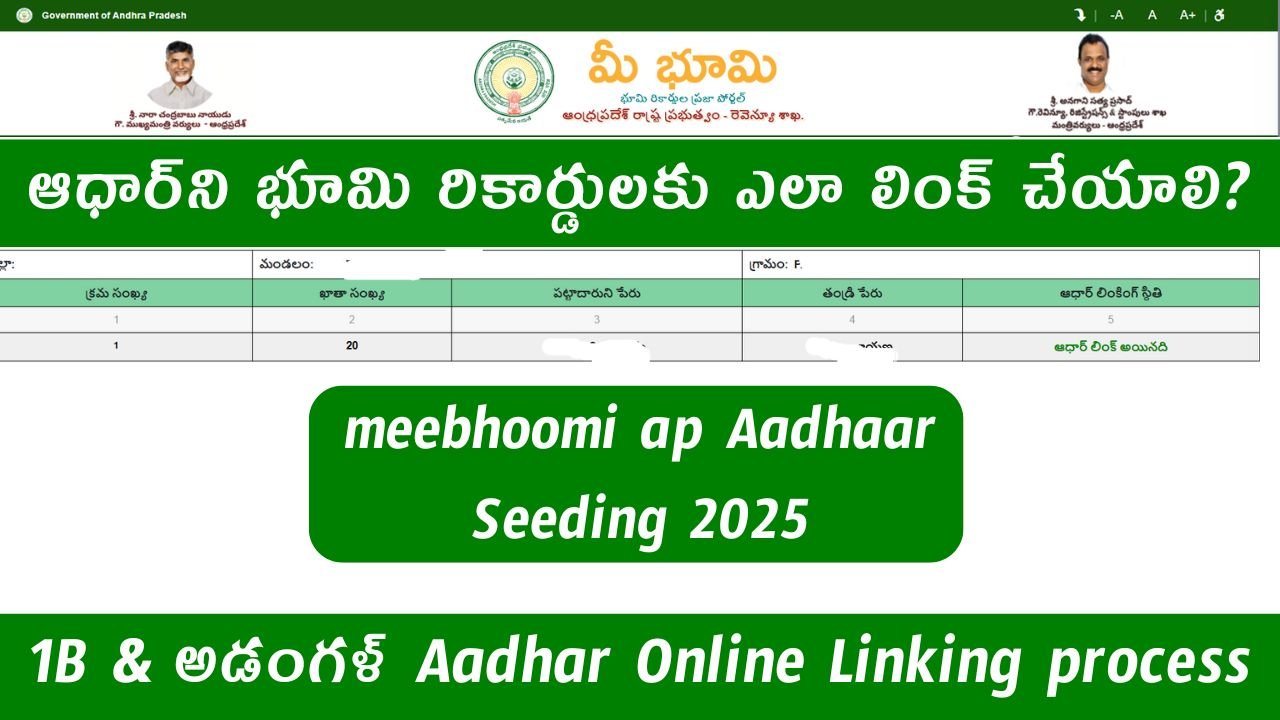 Meebhoomi Aadhaar Seeding Online Process