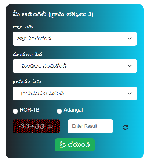 Meebhoomi Ap - 1B - District Select