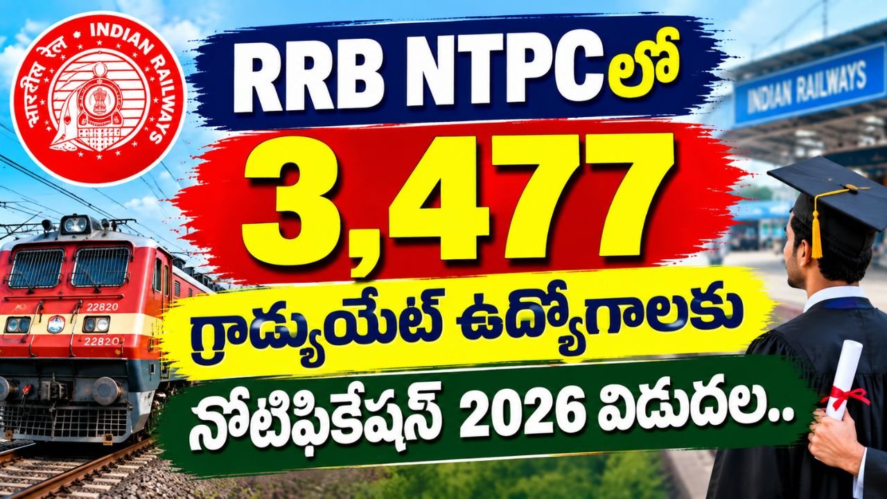 RRB NTPCలో 3,477 గ్రాడ్యుయేట్‌ ఉద్యోగాలకు నోటిఫికేషన్‌ 2026 విడుదల..